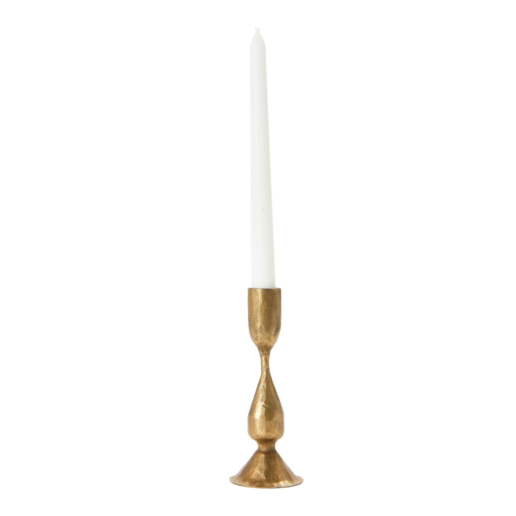 Hello Honey® 6.5" Antique Brass Hand-Forged Metal Taper Holder